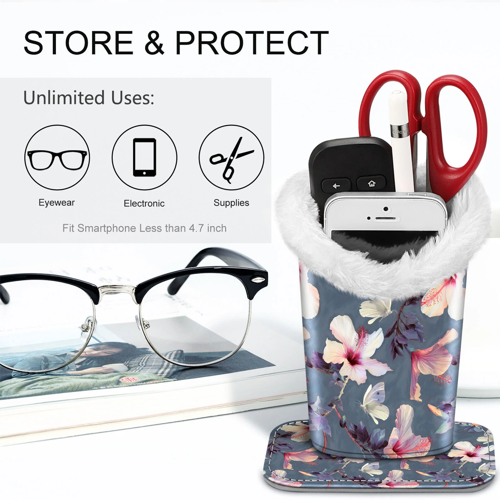 Plush Lined Eyeglasses Holder Glasses Stand Case Anti-scratch Glasses Storage 2